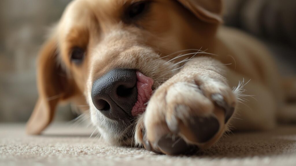 Dog Licking Paws